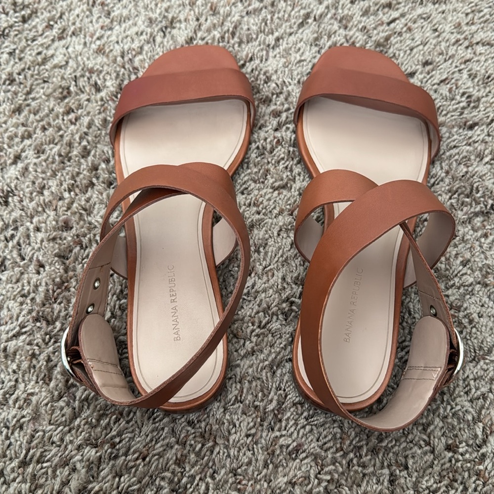 Banana Republic Belt Strap Sandal in Cognac Brown Leather - Picture 5 of 11